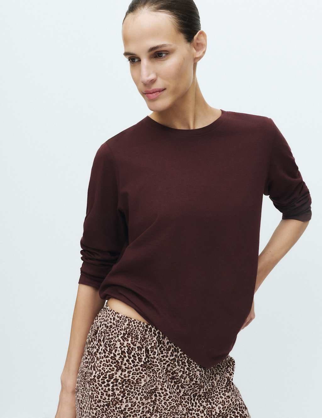 Marks & Spencer M&S Pure Cotton Printed Pyjama Set Brown Mix