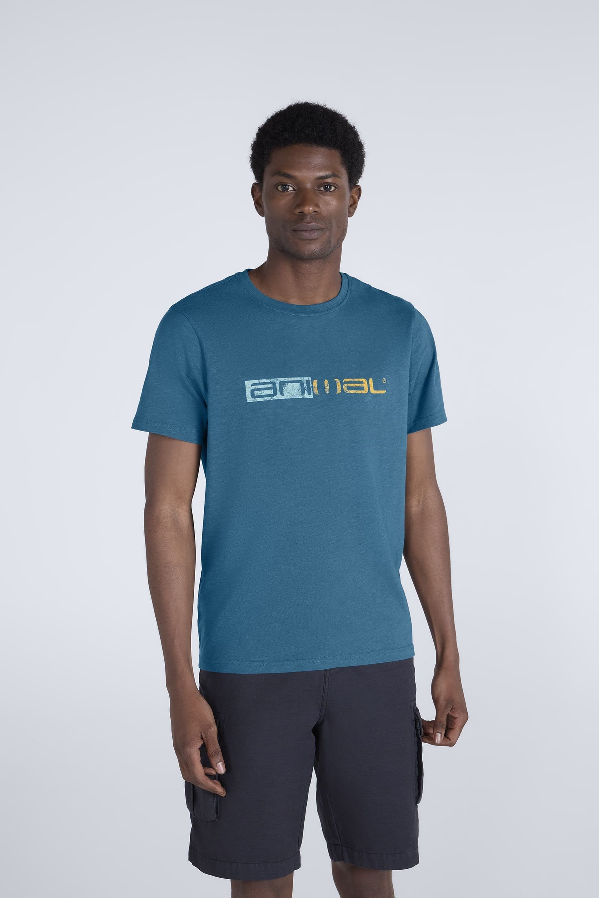 Animal Animal Men's 'Jacob' Short Sleeve Relaxed Fit Lightweight Casual Cotton T-Shirt in Teal
