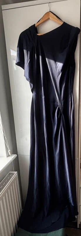 ASOS Design Tall ASOS design asymmetric navy satin dress