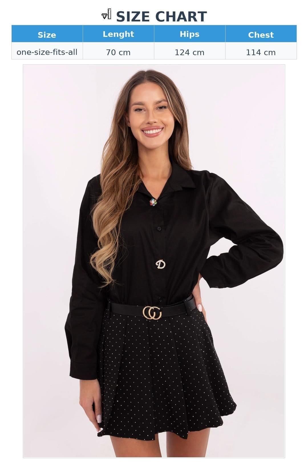 Love Lace Love Lace Women's Long Sleeve Shirt with Detachable Brooches in Black - 4