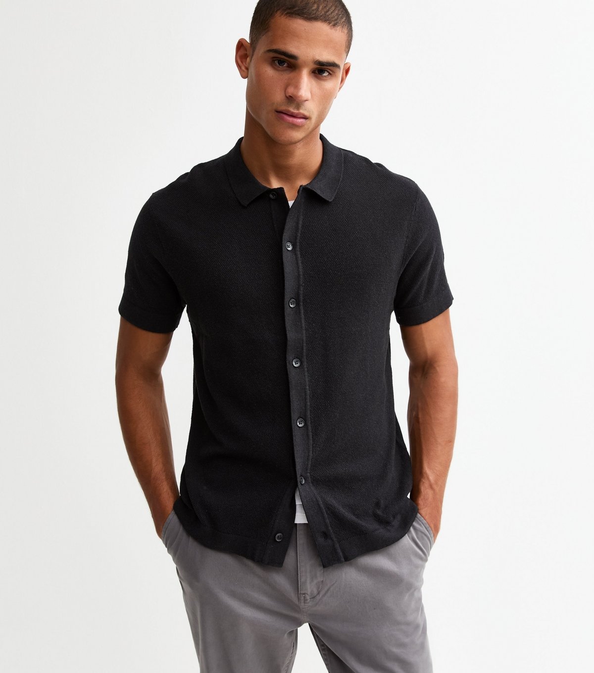 jack & jones Men's Black Regular Knitted Polo Shirt Jack & Jones New Look - 2