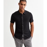 jack & jones Men's Black Regular Knitted Polo Shirt Jack & Jones New Look - 3