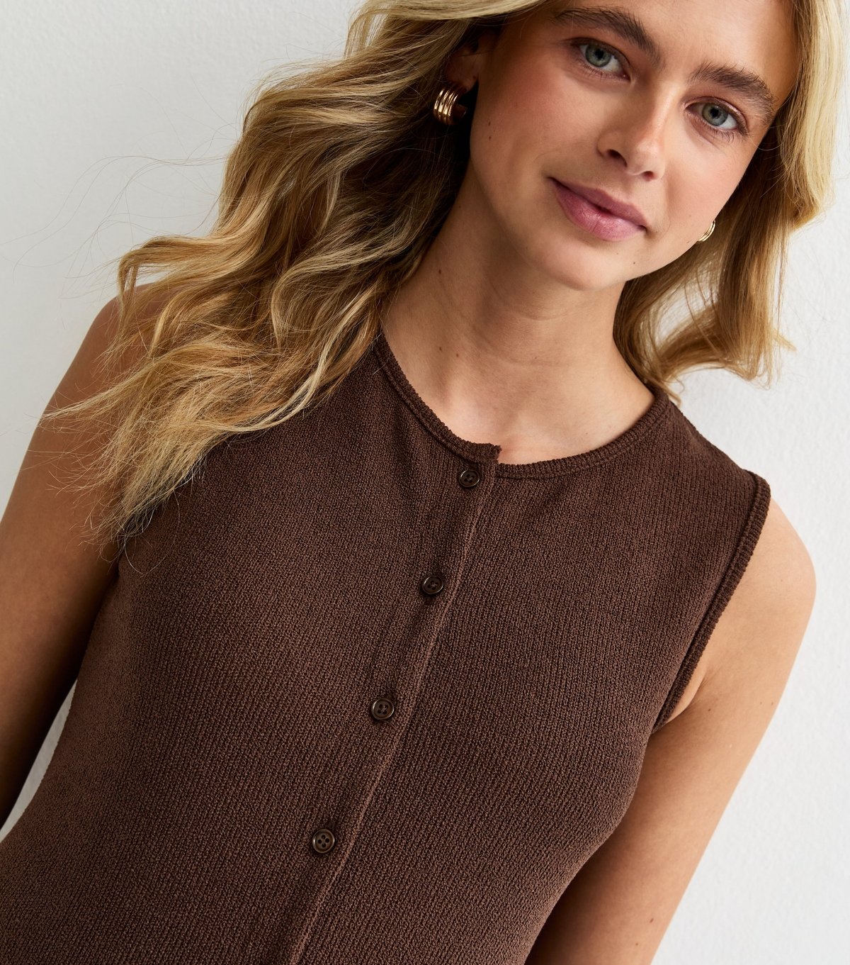 New Look Women's Maternity Brown Textured Button Waistcoat New Look - 2