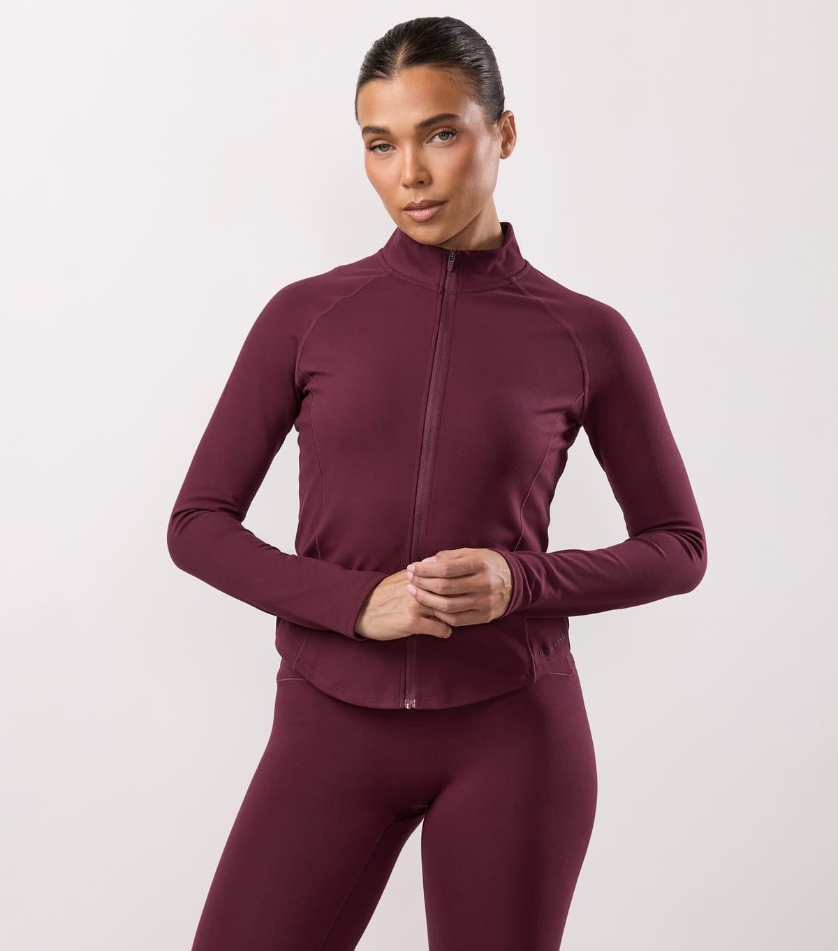 Gym King Women's Burgundy Peach Luxe Full Zip Jacket Gym King New Look