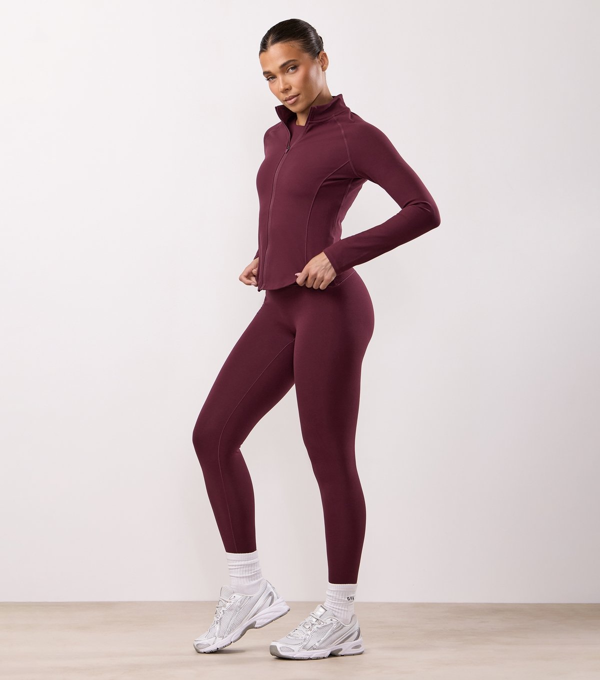 Gym King Women's Burgundy Peach Luxe Full Zip Jacket Gym King New Look - 2