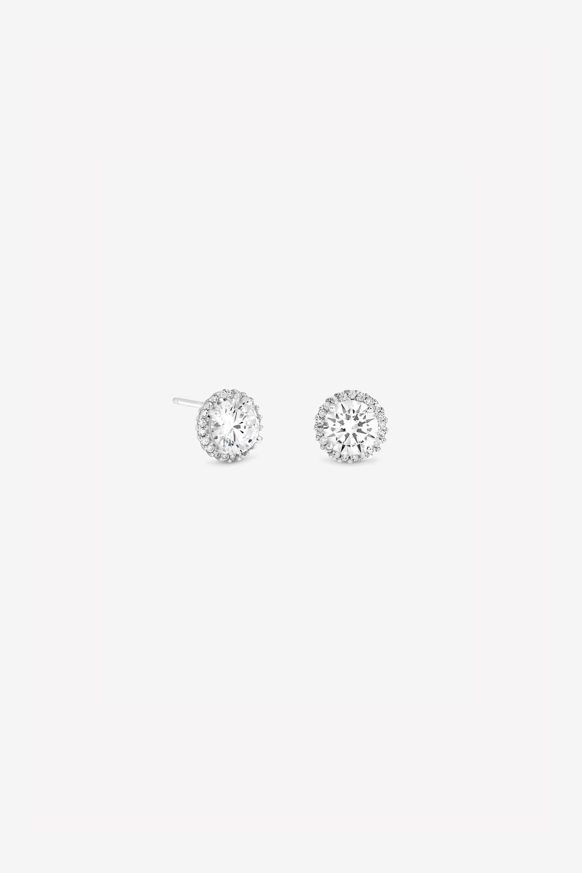 Simply Silver Simply Silver Women's 925 Sterling Silver Brilliant Round Clara Halo Studs
