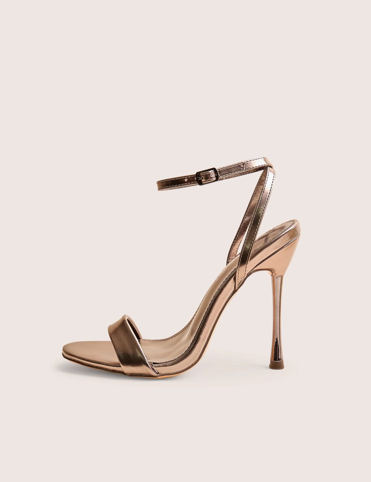 Public Desire Soho Pewter Metallic Barely There Strappy Stiletto Heels - 1