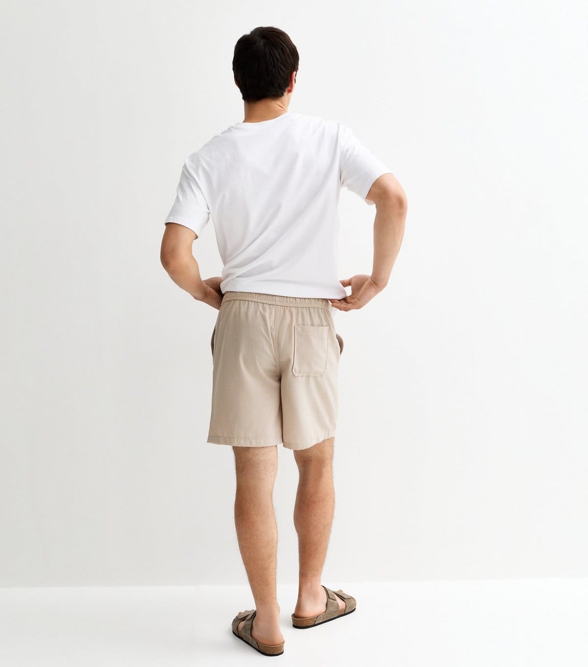 New Look Men's Stone Regular Linen Look Pull On Shorts New Look - 4
