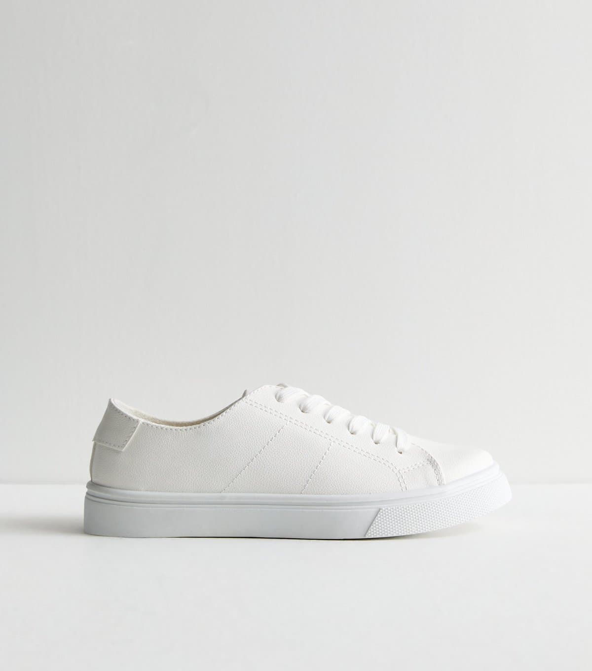 New Look Women's White Leather-Look Trainers New Look