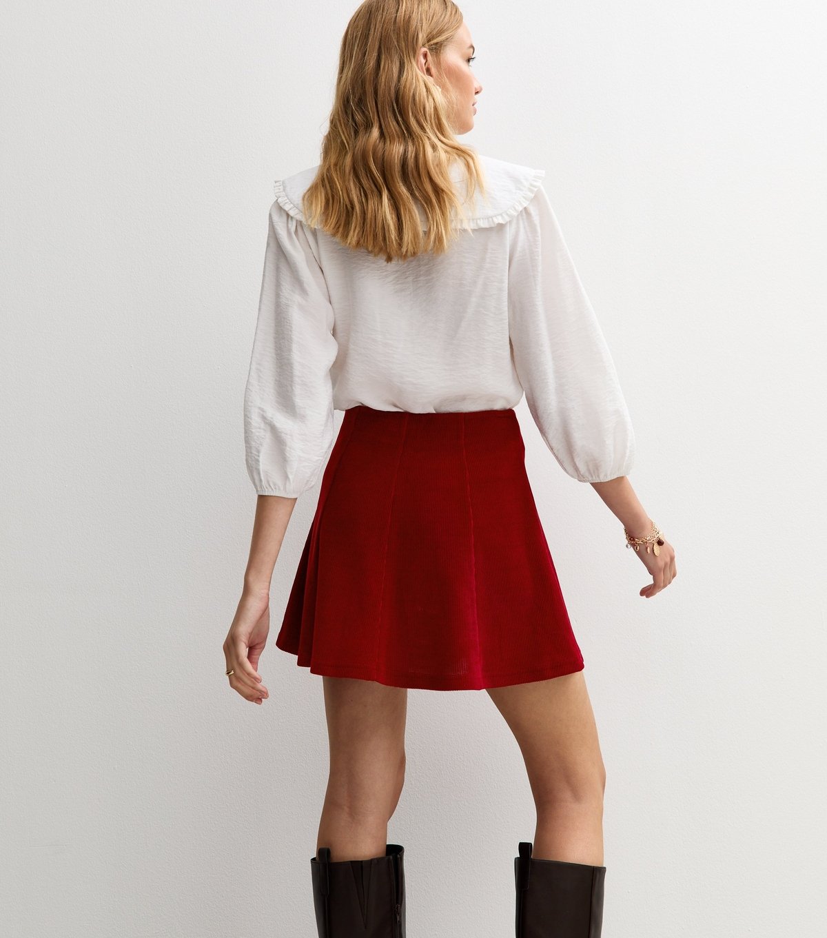 New Look Women's Rust Corduroy Pleated Mini Skirt New Look - 4