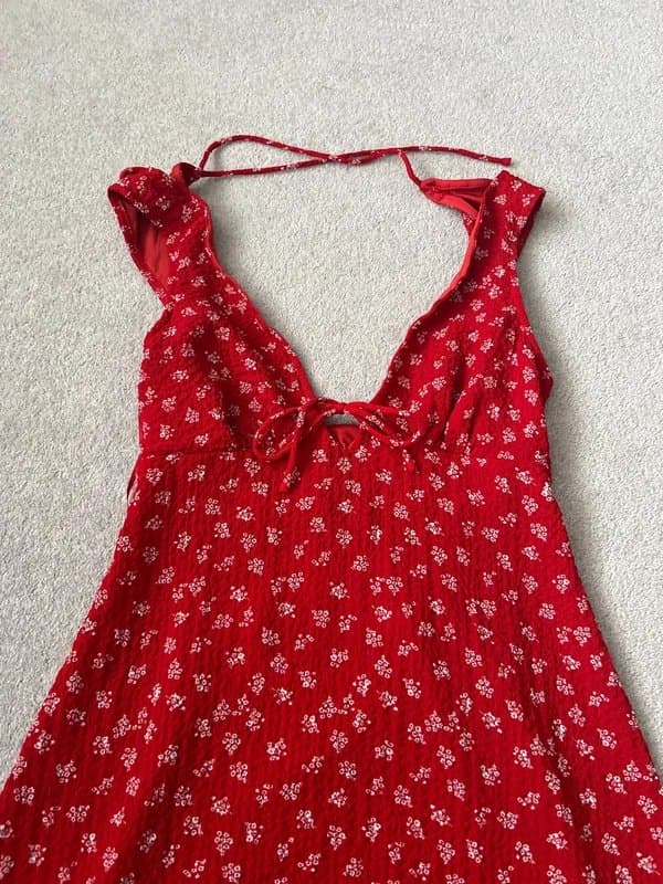 Bershka Red Floral Dress