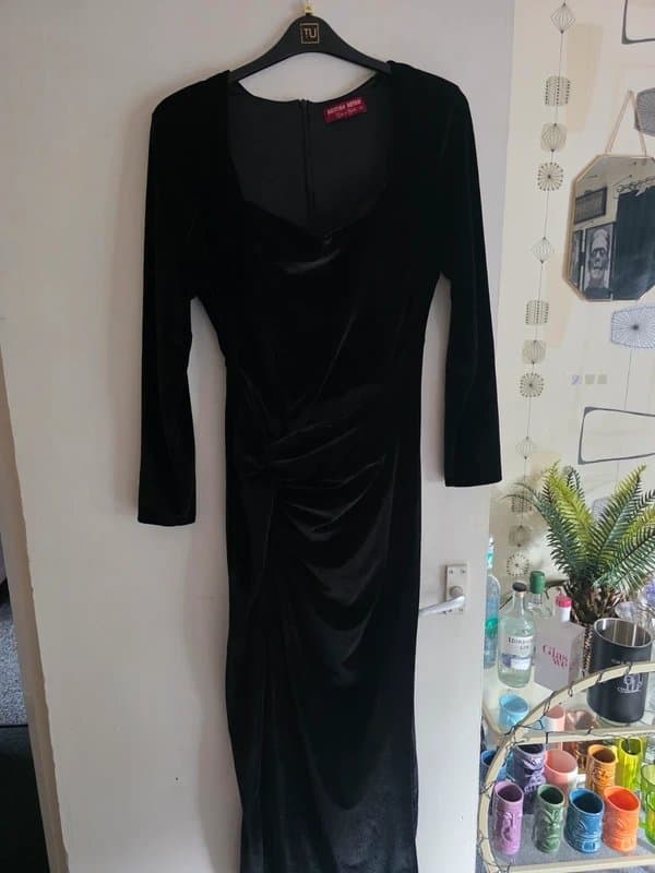 British Retro British Retro Black Velvet 50s Evening Gown