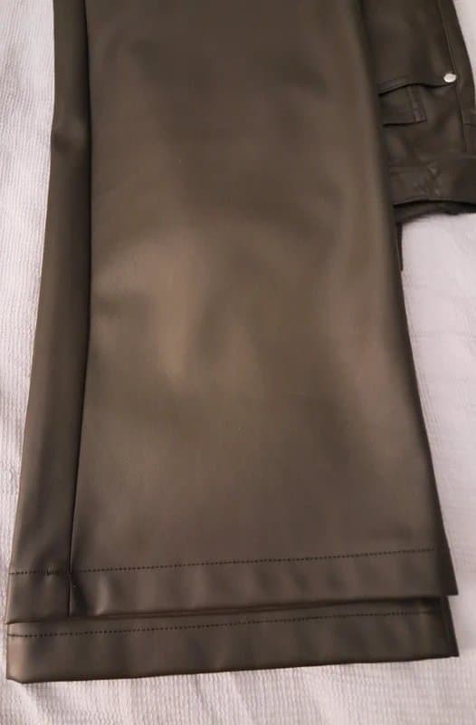 River Island River island NWT size 14 khaki wide leg leather look trousers