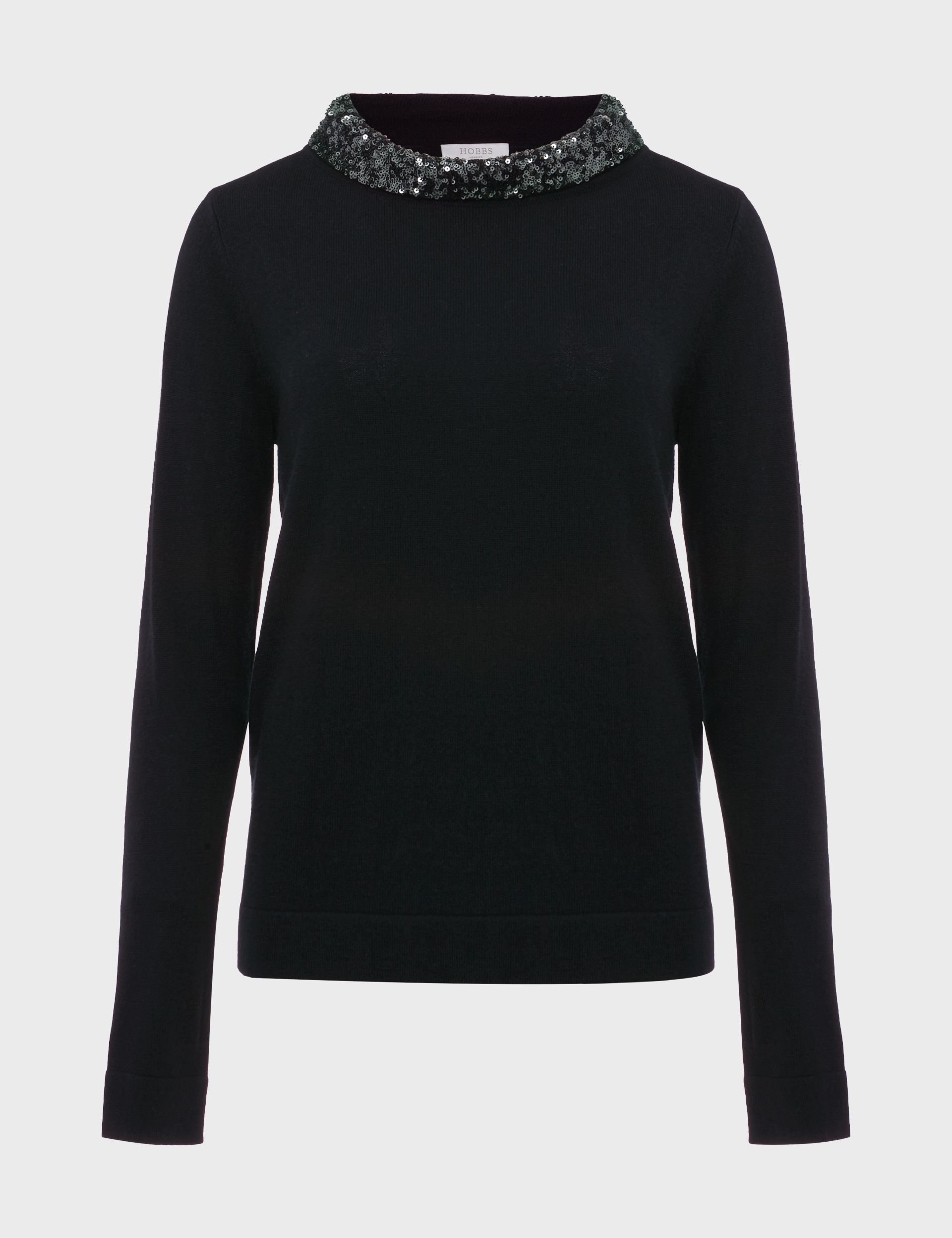 Hobbs London Hobbs London Women's Esther Embellished Neck Jumper in Bottle Green - 2