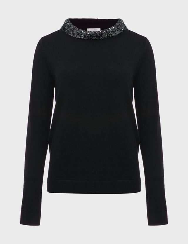 Hobbs London Hobbs London Women's Esther Embellished Neck Jumper in Bottle Green - 2