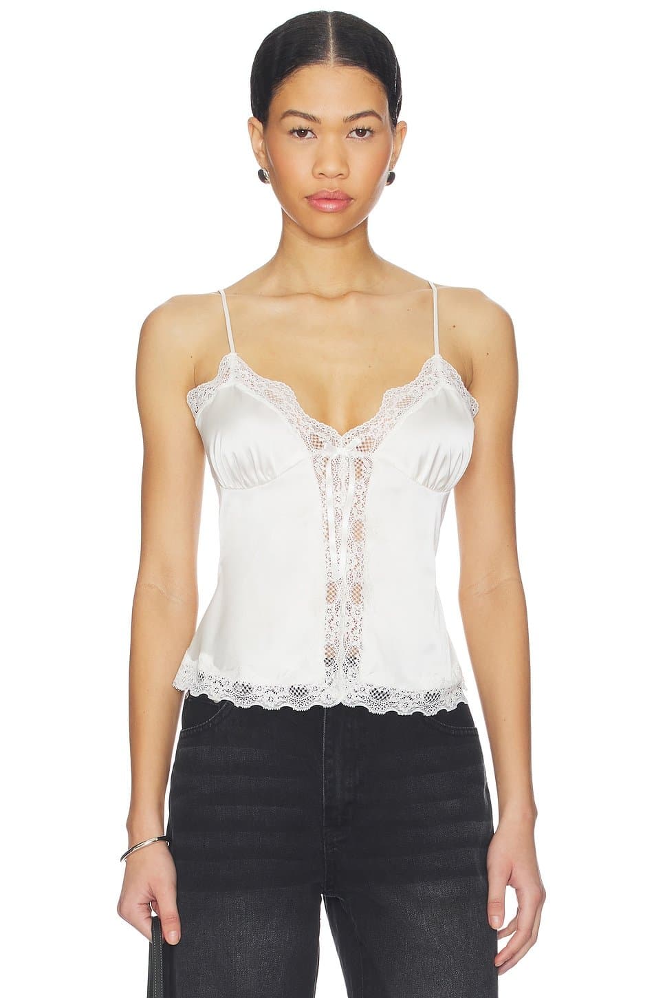 revolve Revolve Ivory Lace Trim Cami Top