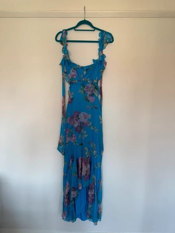 ASOS Asos Design blue floral print chiffon maxi dress