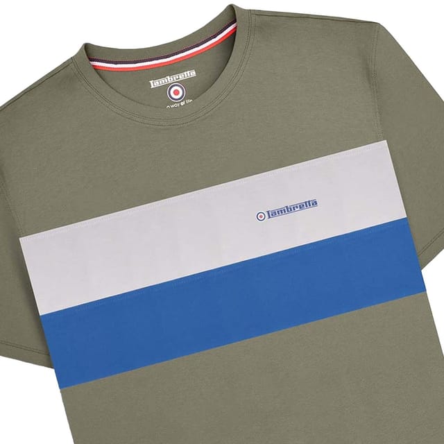 Lambretta Lambretta Men's Panelled Short-Sleeved T-Shirt in Green - 2