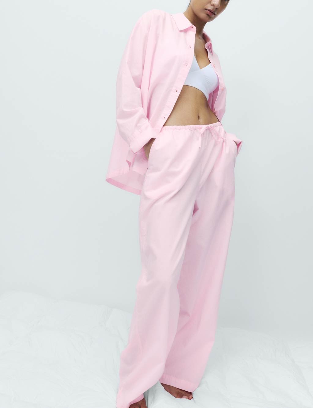 Marks & Spencer M&S Pure Cotton Chambray Lounge Shirt Blossom - 4