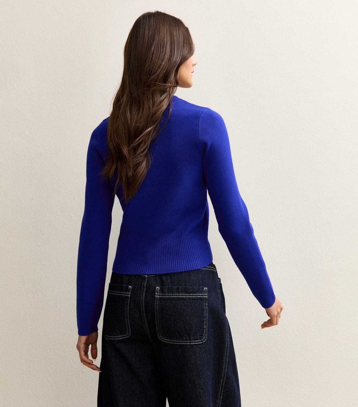 New Look Women's Bright Blue Ribbed Knit Crew Neck Jumper New Look - 4