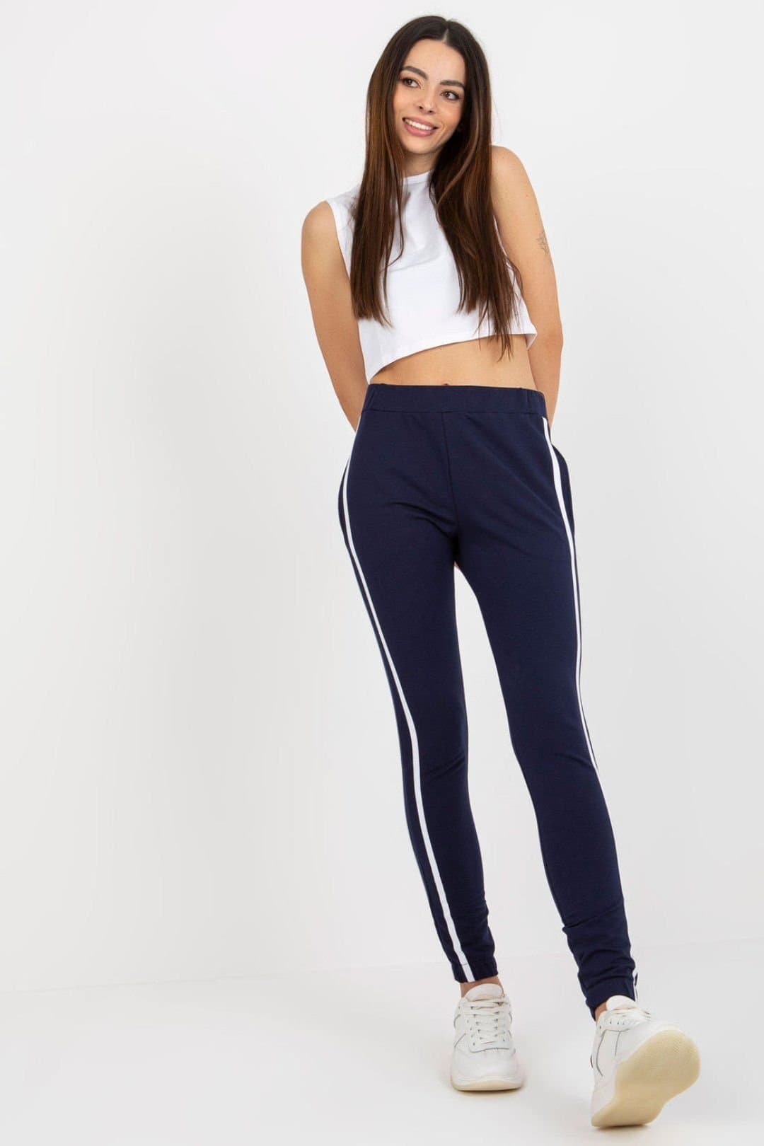 Love Lace Love Lace Women's High Waisted Sweatpants with Side Stripes in Blue