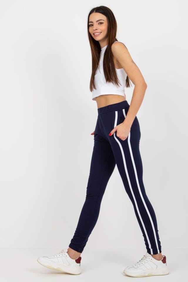 Love Lace Love Lace Women's High Waisted Sweatpants with Side Stripes in Blue - 2