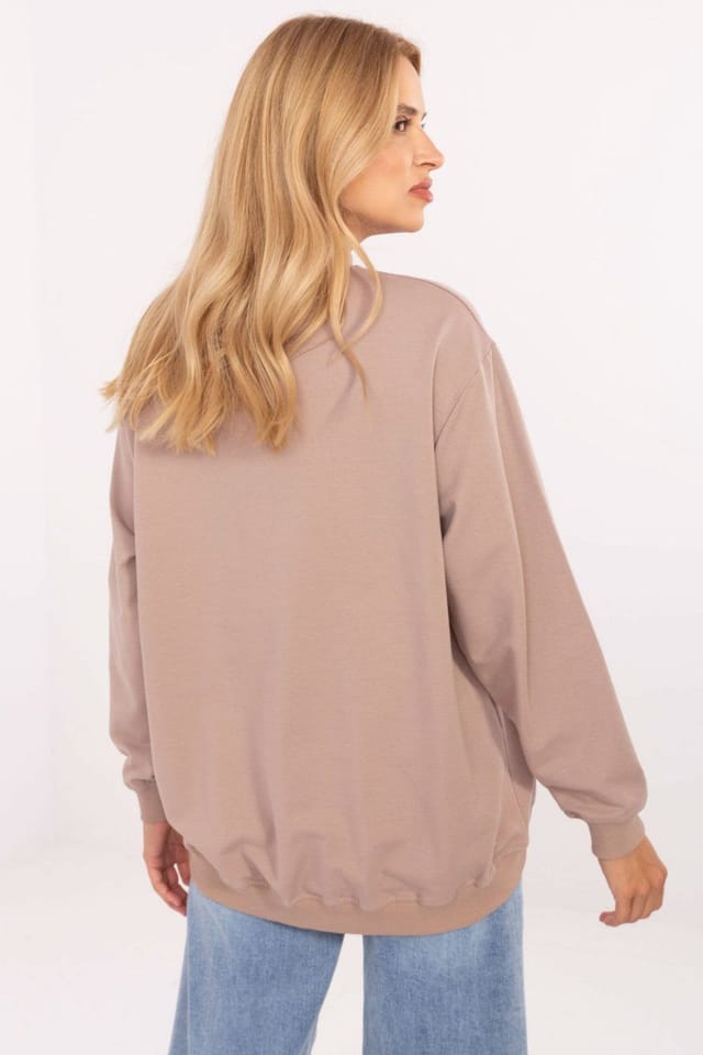 Love Lace Love Lace Women's Cotton Elastane Sleeve Stand Collar Sweatshirt in Beige - 3