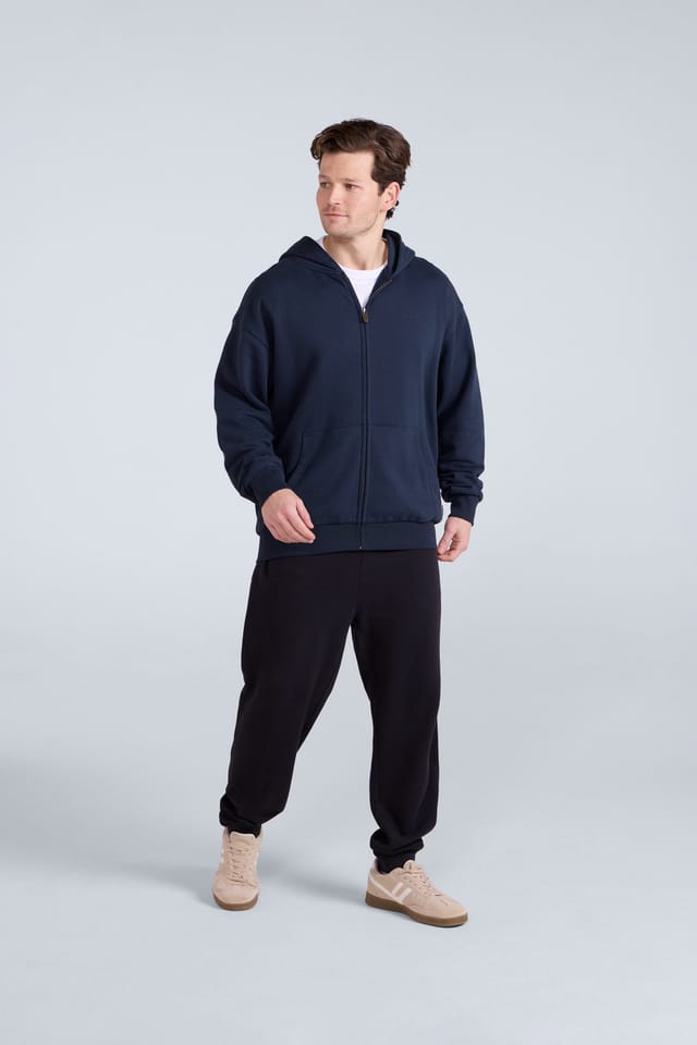 Animal Animal Men's 'Icon' Warm Comfortable Adjustable Hood Casual Logo Zip Through Hoodie in Dark Blue - 2