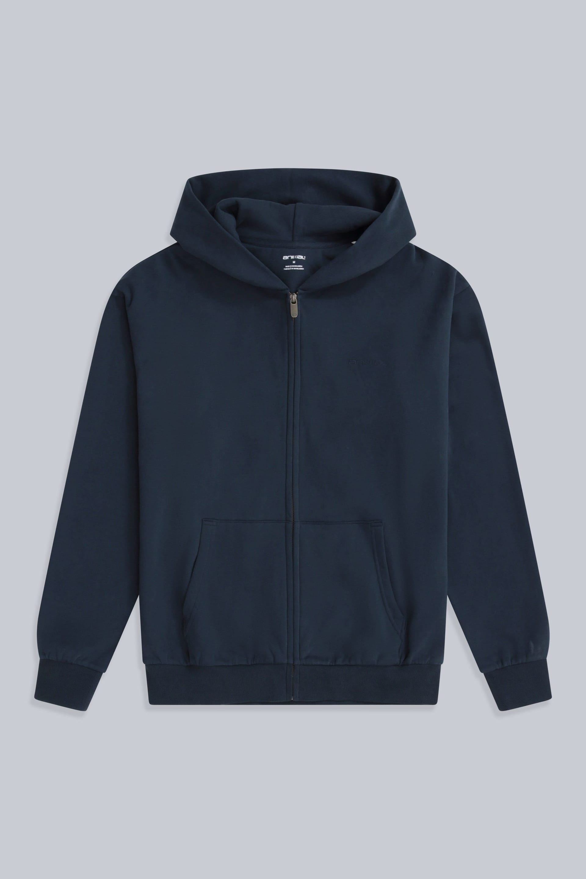Animal Animal Men's 'Icon' Warm Comfortable Adjustable Hood Casual Logo Zip Through Hoodie in Dark Blue - 4