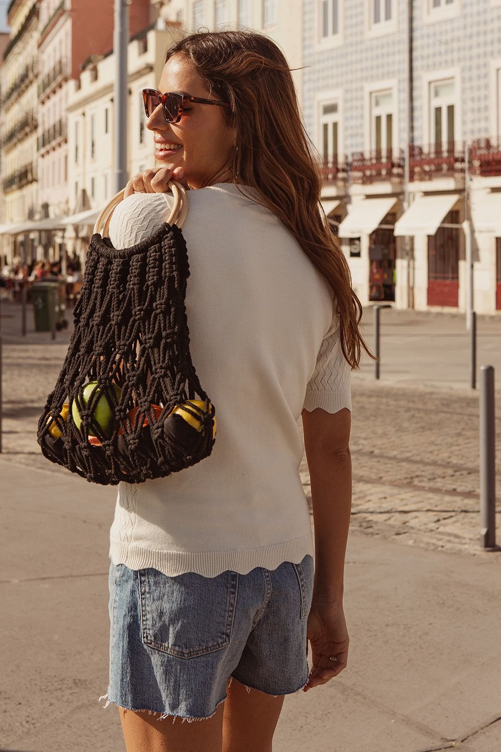 Threadbare Threadbare Women's 'Auckland' Pointelle Knitted T-Shirt in Stone - 2