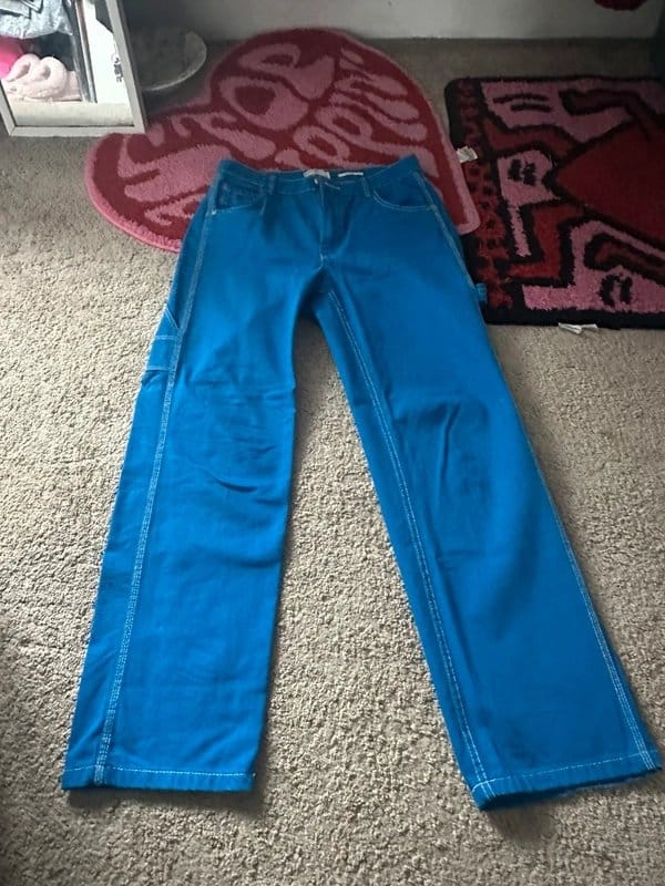 Bershka Blue Wide-Leg Cargo Jeans