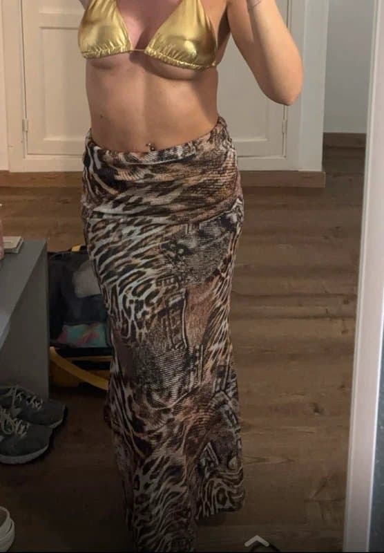 PrettyLittleThing PLT Fishtail Maxi Leopard Print Skirt Size 4