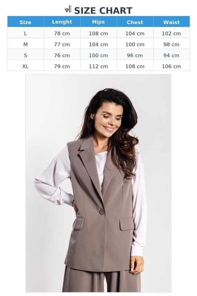 Love Lace Love Lace Women's Classic Tailored Button Vest with Flap Pockets in Brown - 3