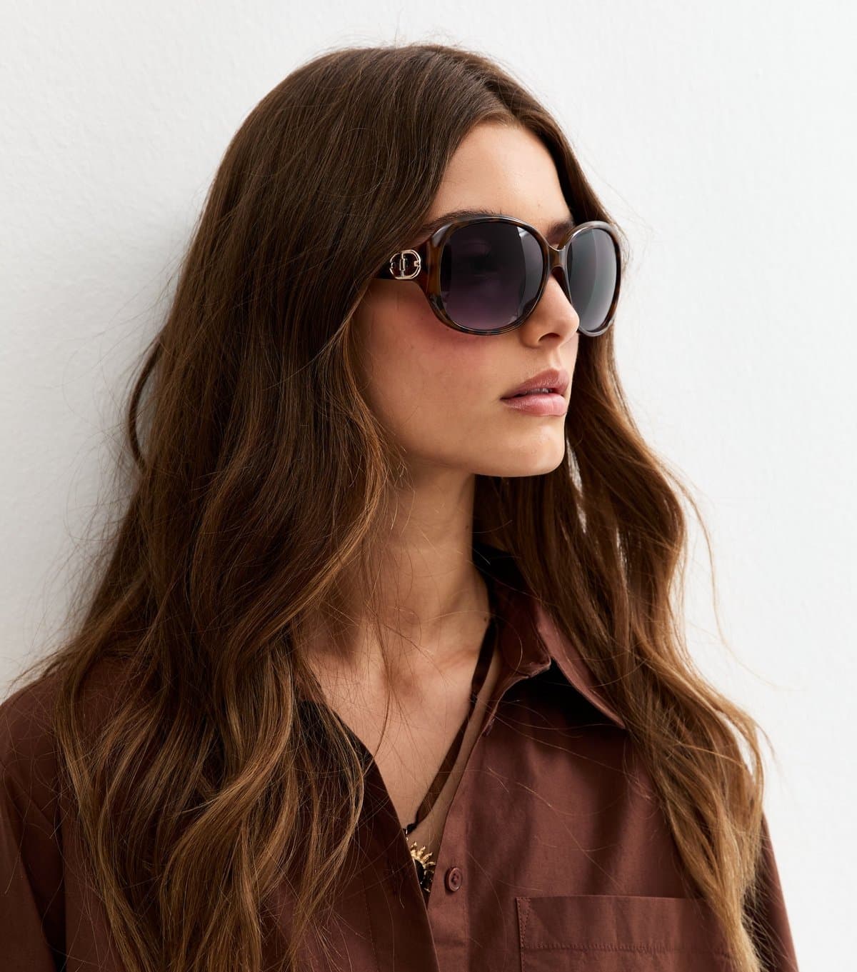 New Look Brown Tortoise Shell Effect Round Sunglasses New Look