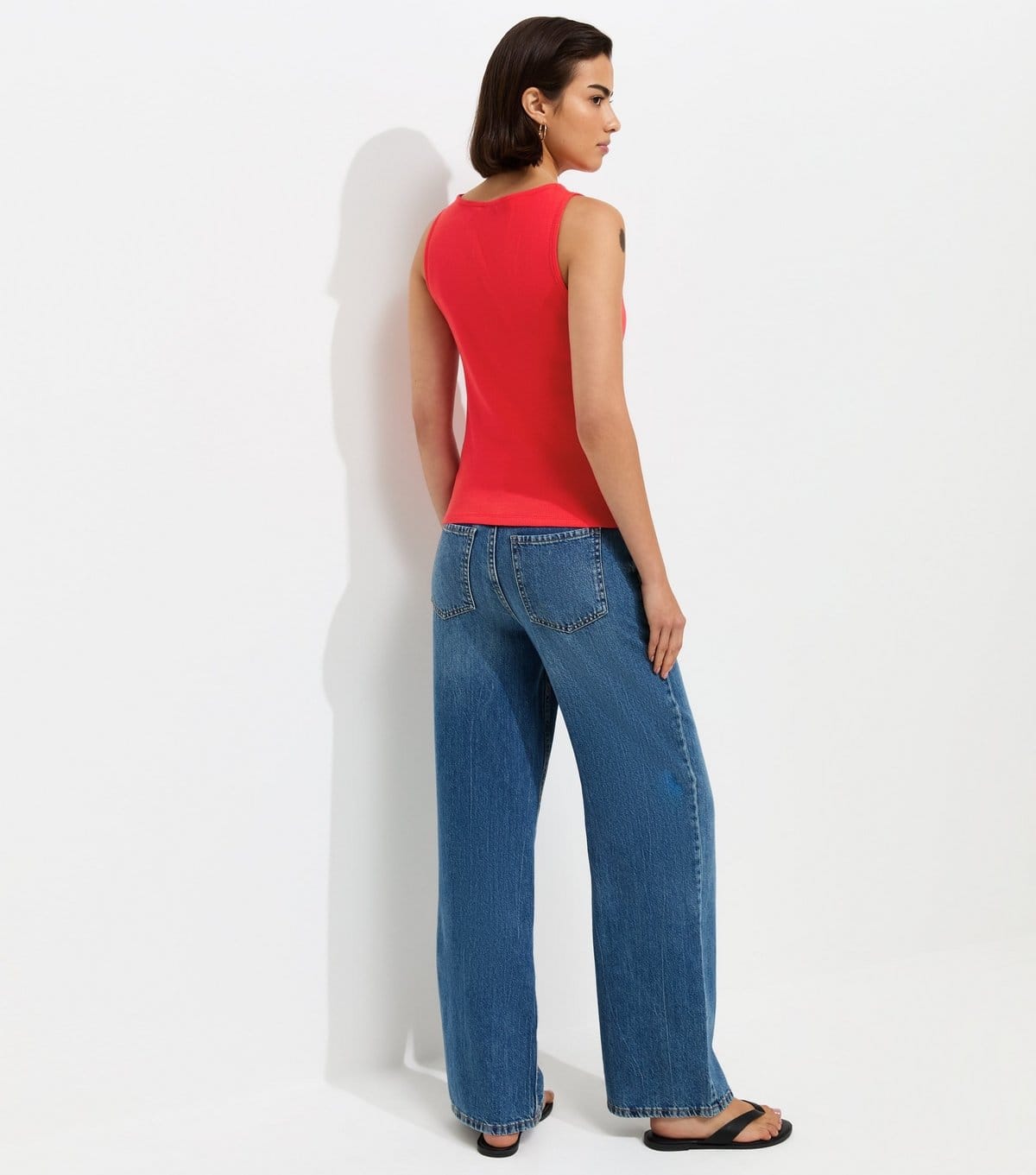 New Look Women's Bright Red Cotton Rich Button Through Tank Top New Look - 4