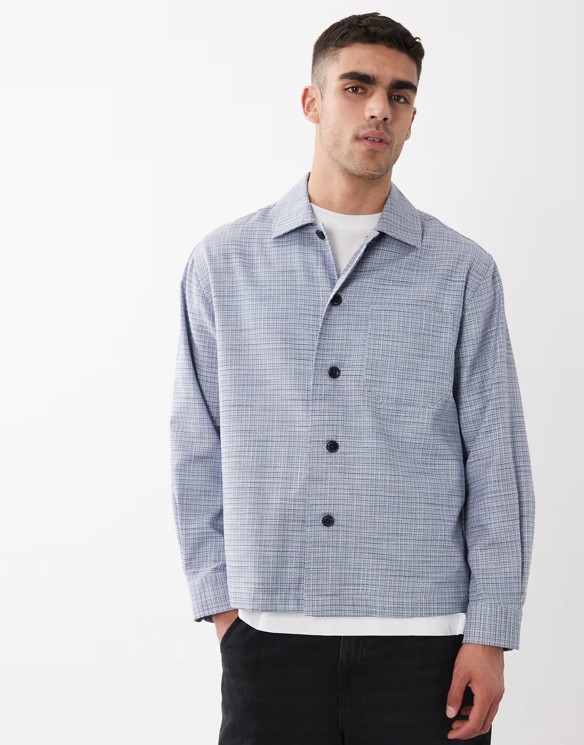 ASOS Selected textured overshirt in light blue