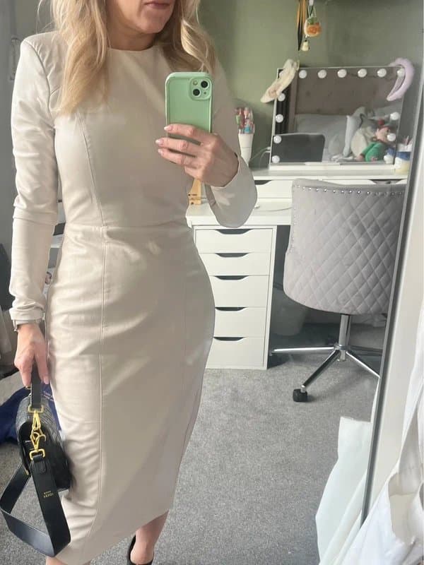 ASOS ASOS leather look cream dress Size 8