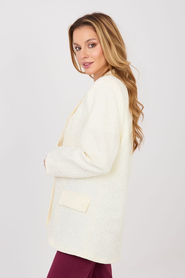 Love Lace Love Lace Women's Embossed Floral Texture Blazer in Cream - 2