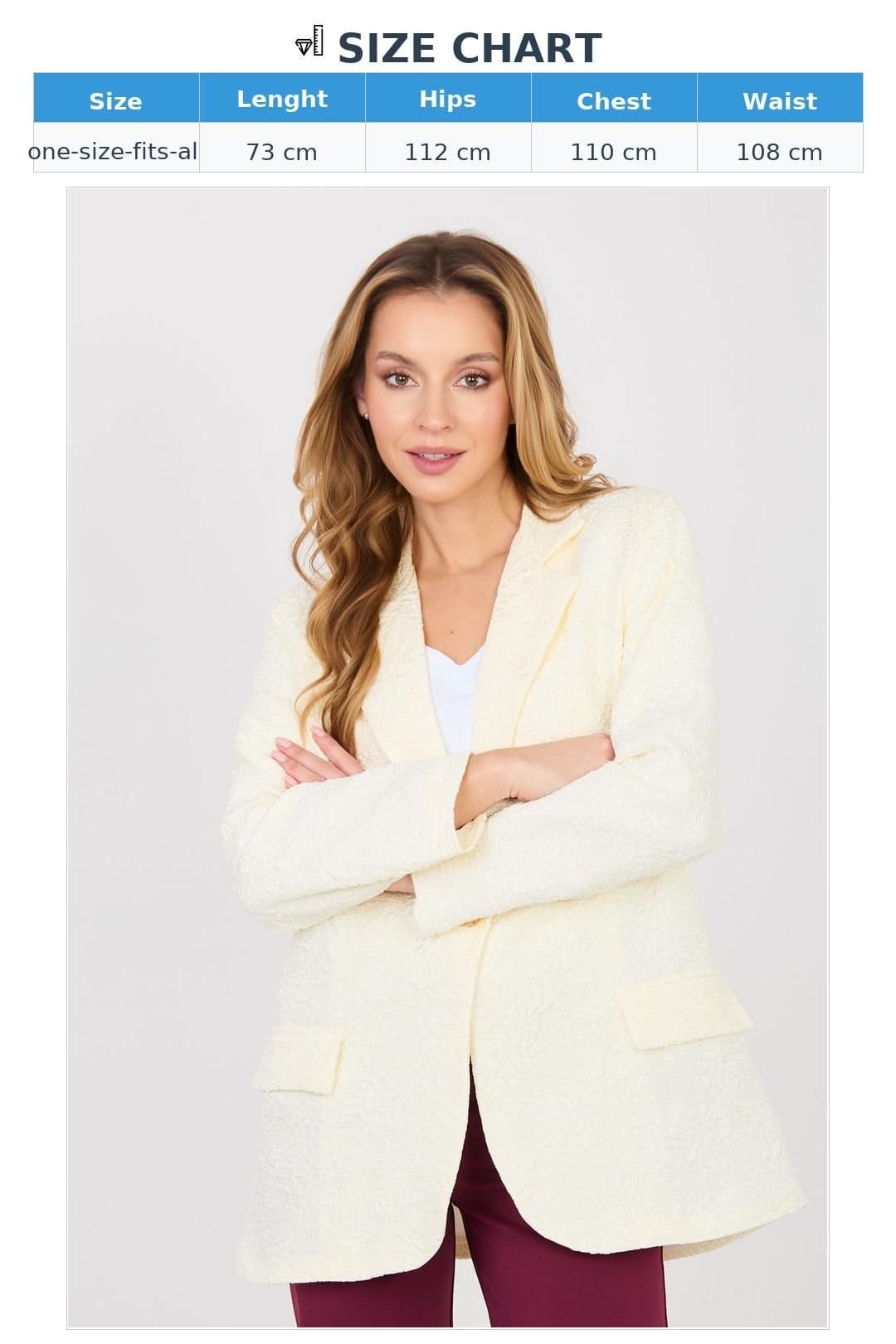 Love Lace Love Lace Women's Embossed Floral Texture Blazer in Cream - 4