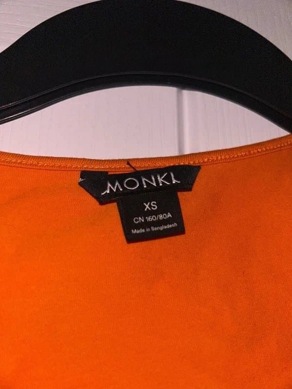 Monki orange ruched crop top