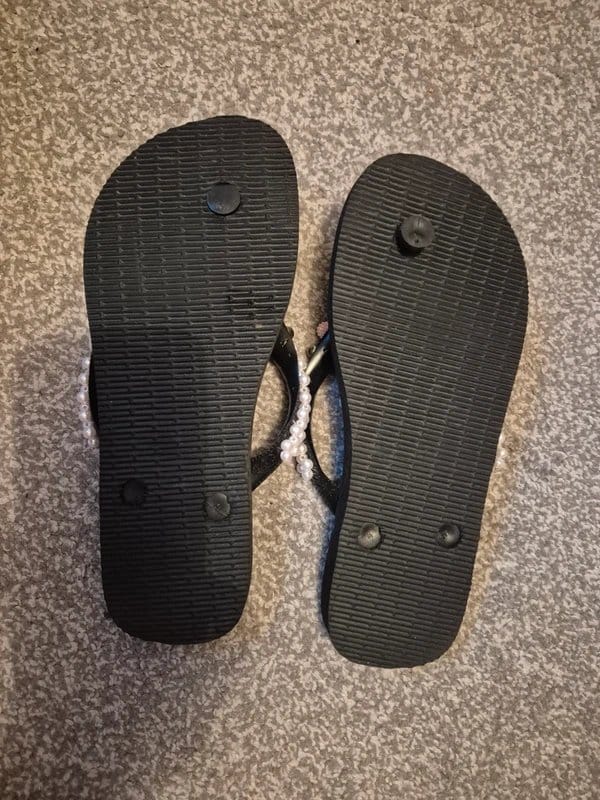 Havaianas Customised black pearl beaded flower havaianas new size 4 5 - 1