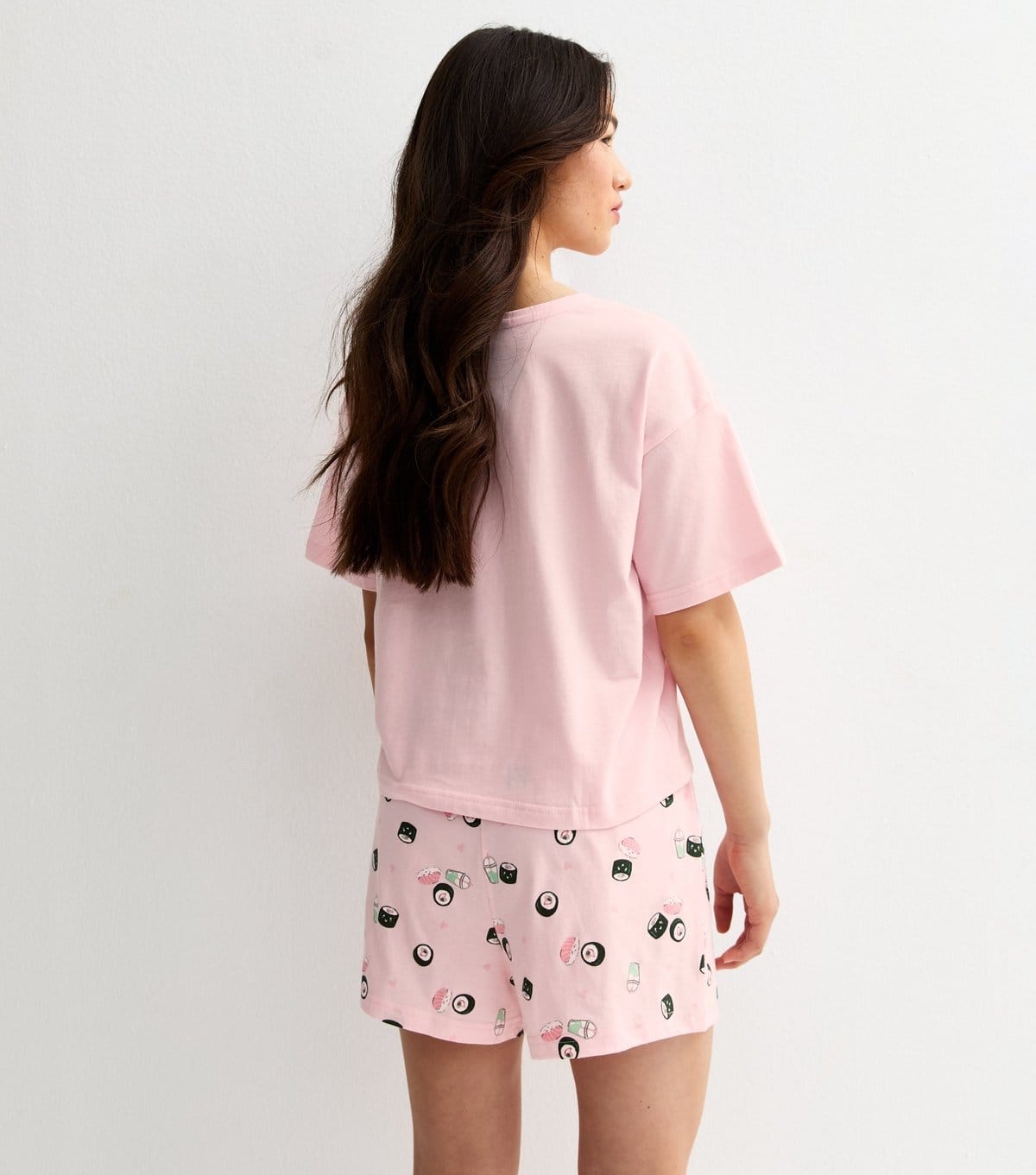 New Look Girls' Light Pink Sushi Print T-Shirt and Shorts Pyjama Set New Look - 4