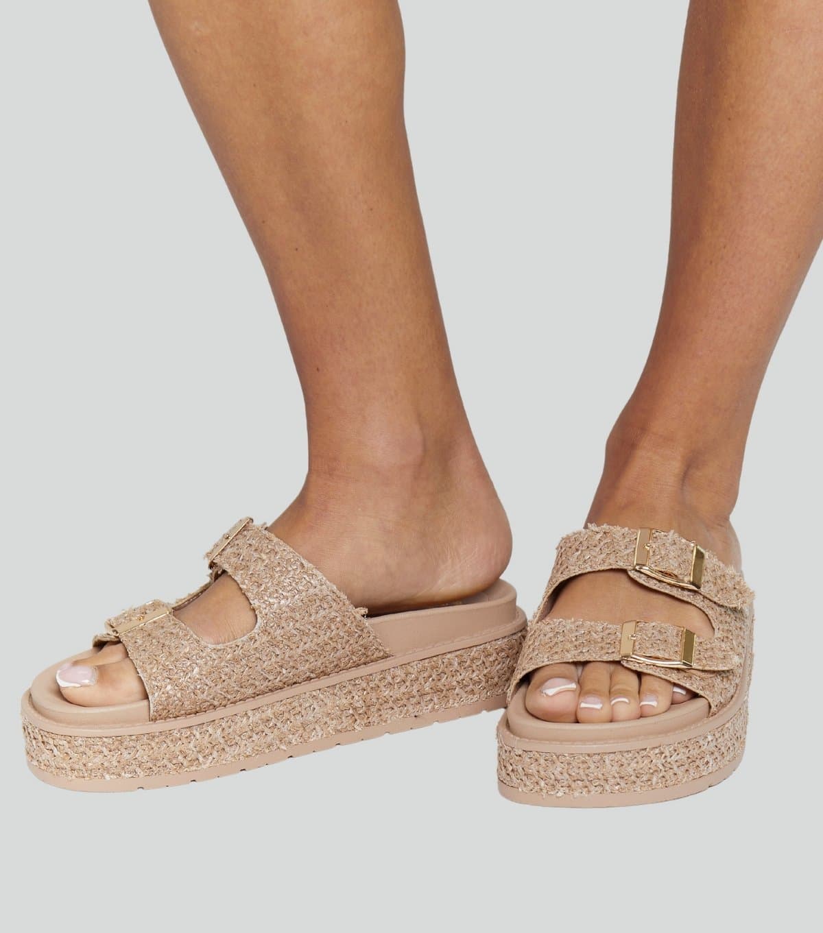 South Beach Women's Stone Buckle Platform Wedge Sandals South Beach New Look