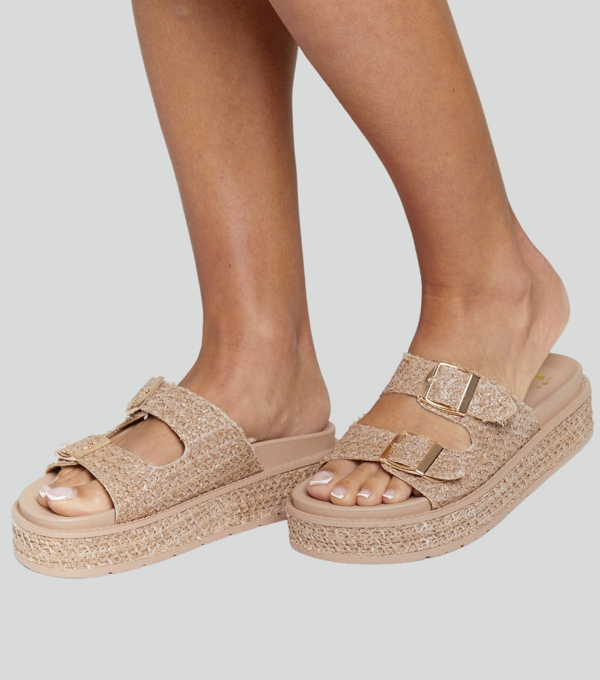 South Beach Women's Stone Buckle Platform Wedge Sandals South Beach New Look - 2