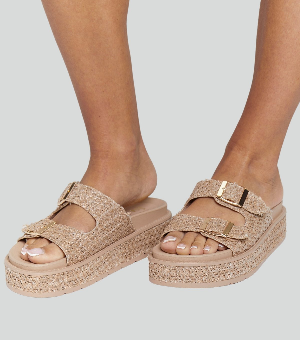 South Beach Women's Stone Buckle Platform Wedge Sandals South Beach New Look - 3