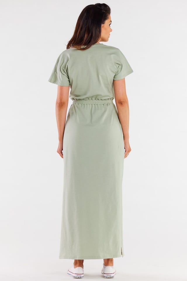 Love Lace Love Lace Women's Infinite Maxi Dress Short Sleeves Heart Neck in Green - 3