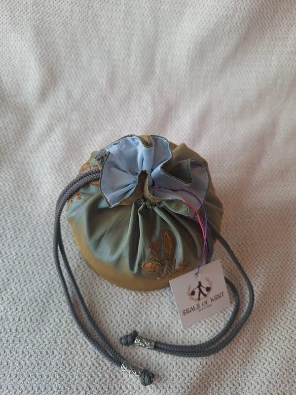 Seals of Kent Handmade by Seals of Kent Green Drawstring Pouch Bag