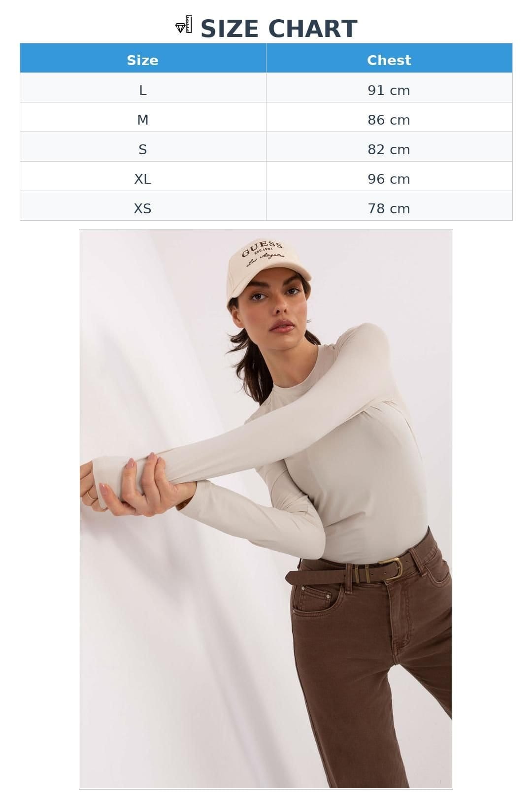 Love Lace Love Lace Women's Fitted Long Sleeve Round Neck Blouse Style 221943 in Beige - 4