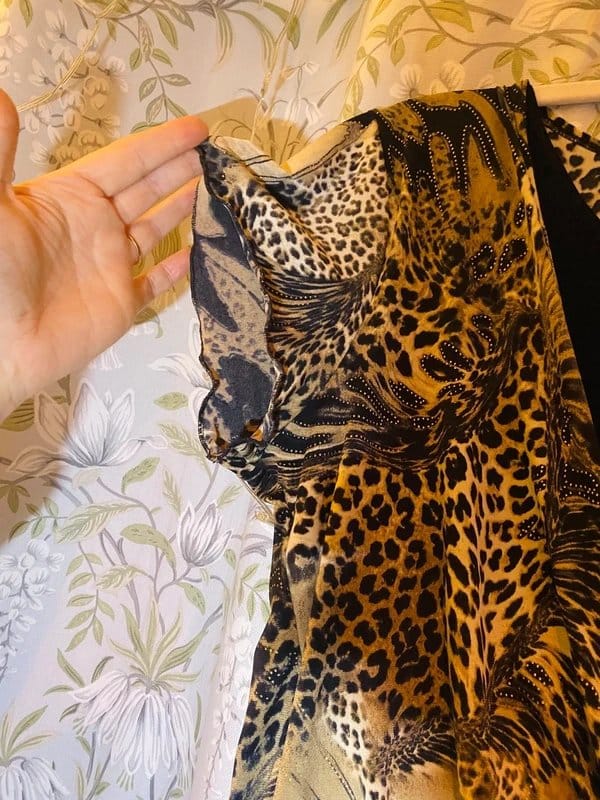 SALOOS Animal Print Wrap Front Top, Glitter Details
