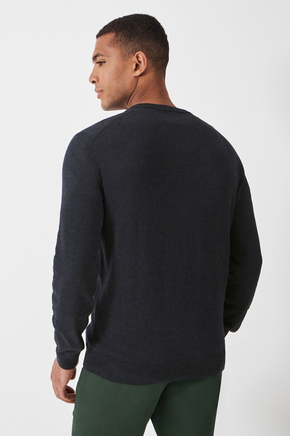Crew Clothing Crew Clothing Men's Cotton Vee Jumper Charcoal Marl - 4